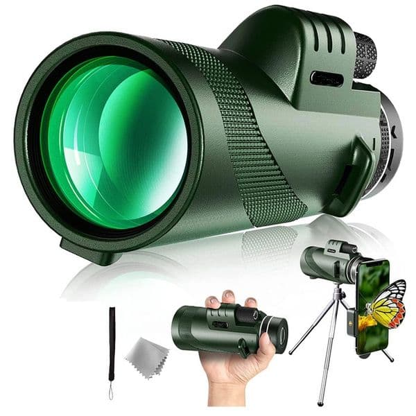 High Power 12X Magnification HD 40X60 Night Vision Waterproof Monocular With Smartphone Mount For Bird Observation