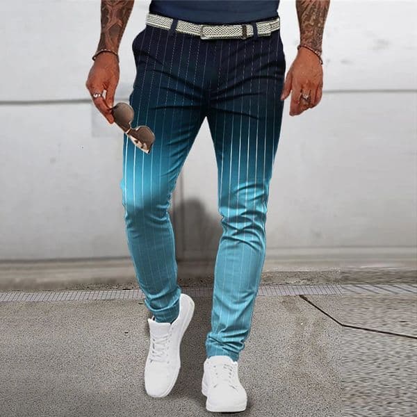 Seasons Business Mens Pants Comfortable Micro Elastic 3D Printing Checkered Fashion Casual Suit 240527