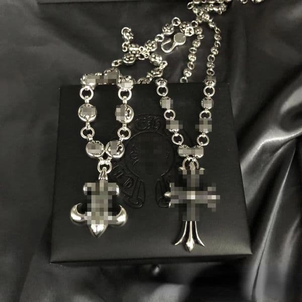 Cross Anchor Pendant Necklaces Punk Personality European and American Retro Silver Chain Trend Style