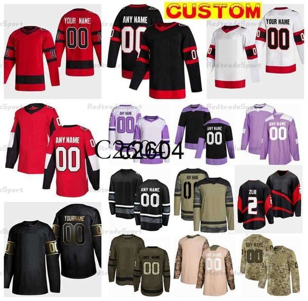 GC2604 Custom 2022 Reverse Retro Hockey Jerseys Alex DeBrincat Giroux Tkachuk Chabot Tim Stutzle Camo Fights Cancer Chychrun Pinto Brassard