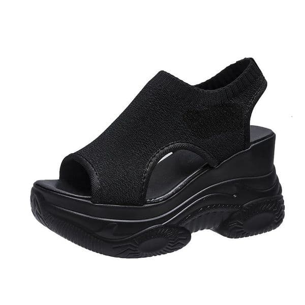 Womens Sandals Summer Wedge Heel Elastic Cloth Cover Foot Ladies Sandals Thick-soled Fashion Trifle Elevation Casual Shoes 240605
