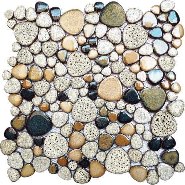 Pebble Shower Floor Tile Bathroom Beige Wall Backsplash Mosaic Tiles 5 Sheets 240520
