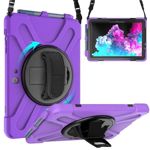 Tablet Case For Microsoft Surface Go 4/3/2 10.5 Inch Go 1 10 Inch Heavy Duty Rugged Shockproof Case 360 Rotation Hand Belt Shoulder Strap with Pen Holder