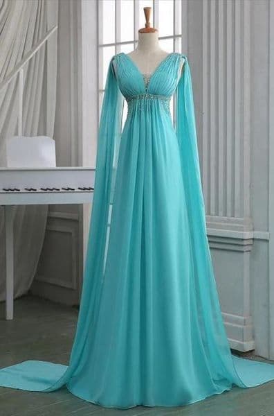 Fantasy A-Line Chiffon Evening Dresses Empire Waist Plus Size Prom Dress Capped Long Baby Shower Pregnant Woman Formal Wear 2024 Special Occasion Gowns
