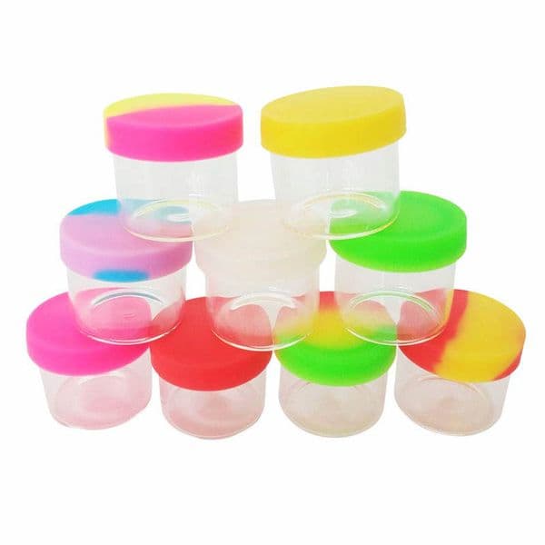6Ml Glass Bottles Wax Containers Case With Silicone Caps Silicon Box Storage Jars For Oils Liquid Dry Herb Tools Cream Holder Smoking Accessories B2