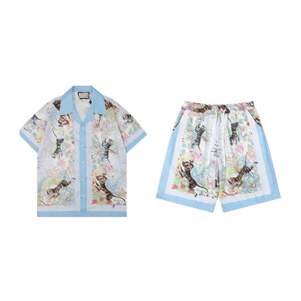 Designer luxurys Mens Dress Shirt and Shorts Set Summer Set women Fashion Printing Casual loose T shirt high quality tee size M-3XL ym3298