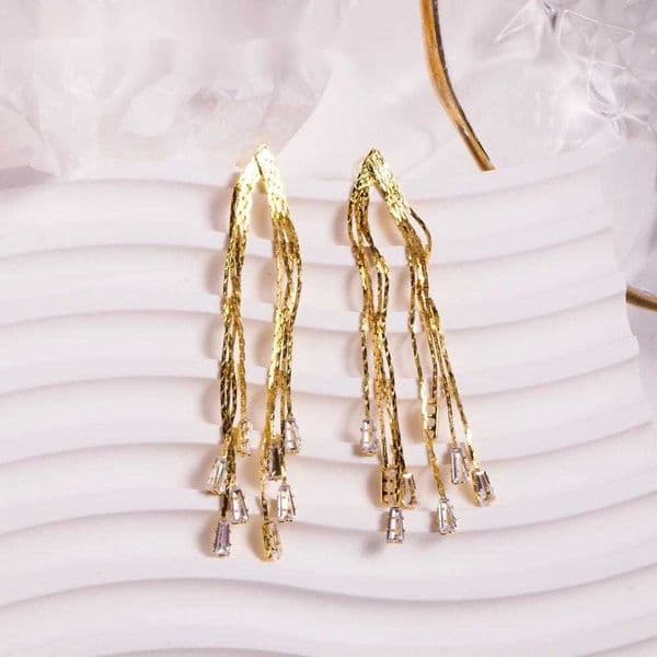 Earrings Vintage Gold Color Pearl Zircon Tassel Drop Earrings for Women Geometric Korean Earring Fashion Jewelry 230831