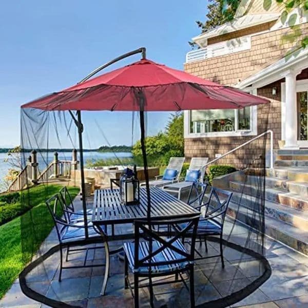 Umbrella Mosquito Netting for Outdoor Garden Patio Umbrellas Adjustable Rope Polyester Sunshade Net Travel Tent 240601