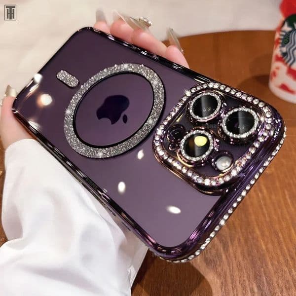 2026 New Luxury Beautiful Crystal Diamond Clear Case For Iphone 15 11 12 13 cologne 14 Pro Max Plus Bling Sparkly Magsafe Magnetic Wireless