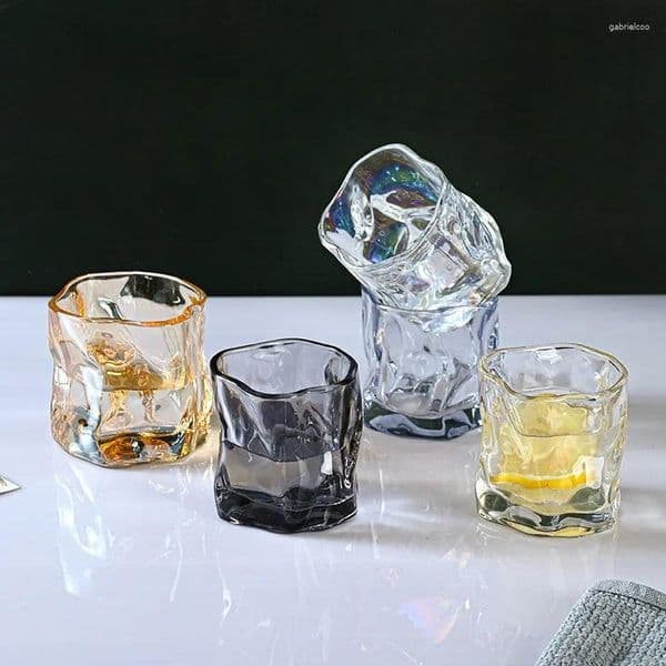 Wine Glasses ML Korean Creative Ins Twisted Glass Cup Juice Drink Coffee Mug Wave Pattern Colorful Handmade Bar Drinkware