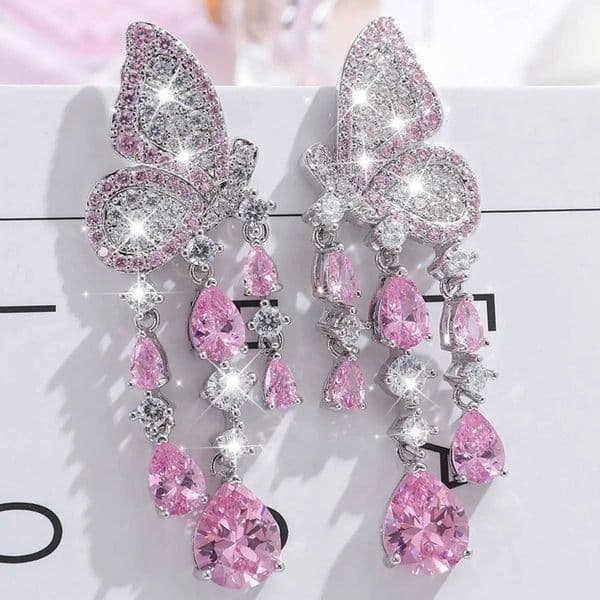 Earrings Silver Twinkle Butterfly Earrings Hanging Tassels Water Drop Earring for Women Romantic Valentine Day Gift 230831