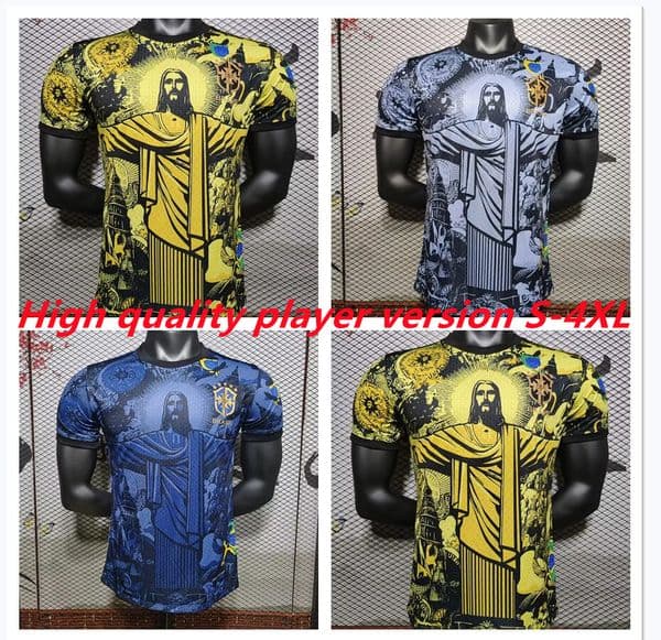 2024 2025 Brazils Soccer Jerseys Jesus Goddess Christ The Redeemer Kit Special Concept NEYMAR G. JESUS VINI JR RODRYGO Men Football Shirt