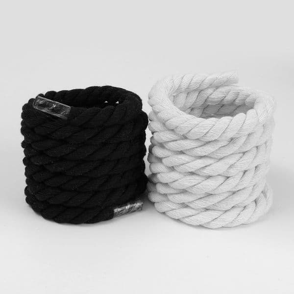 120-160CM Bold Cotton Linen Twist Weave Shoelaces Solid Color Rope Shoes Laces Trendy Black White Kpop Sport Casual Shoestring