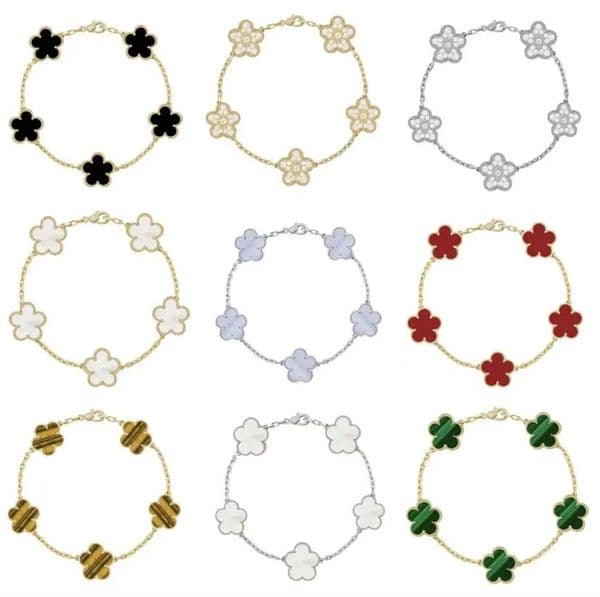 Bracelet deisngnr Bracelet luxury Bracelets For Men Women Designer jewelry Four Leaf Bracelets Gold Sier Plate Agate Diamond Fashion Charm Chain Wedding Gift Party
