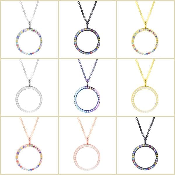 Retro Round Glass Relicario Photo Locket Necklace For Women Rhinestone Picture Locket Pendant Floating Charms Necklace Jewelry