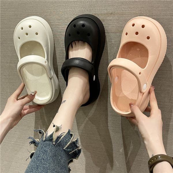 Women's Anti-Slip French Mary Jane Sandals, Internet Celebrity Closed-Toe Slippers New Summer Platform Coros