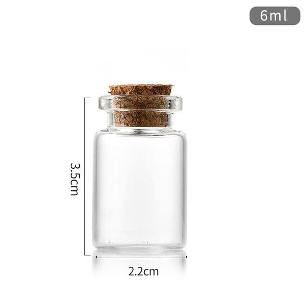 wholesale 6ML 22X35X125MM Small Mini Clear Glass bottles Jars with Cork Stoppers/ Message Weddings Jewelry Party Favors