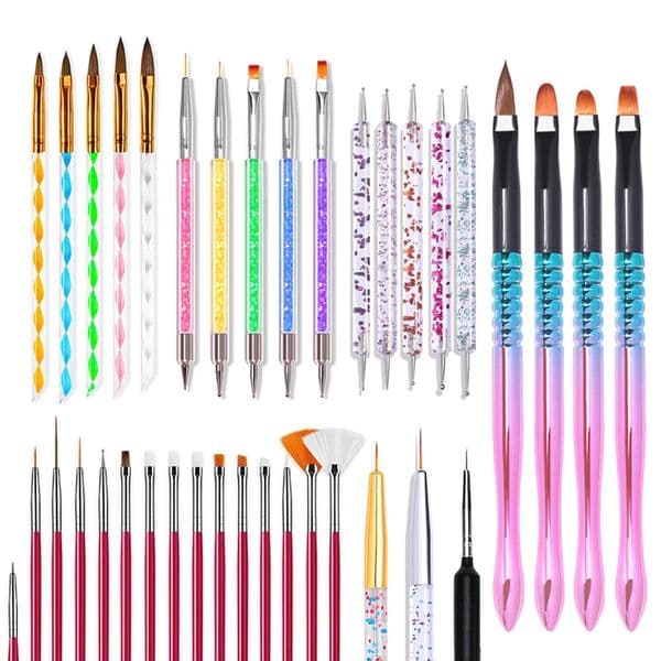 20Pcs/Set Nail Art Brush Ombre Brushes UV Gel Nail Polish Brush Painting Drawing Carving Pen Set For Manicure DIY Design Tools