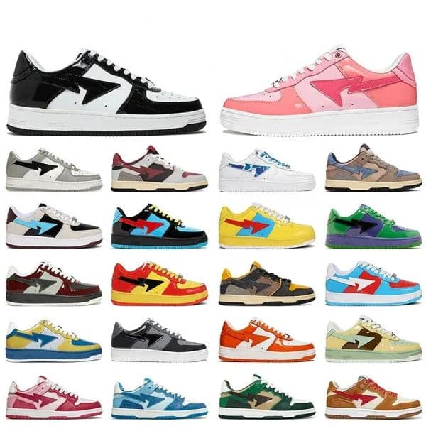 Designer Shoes for Men Women Sk8 Sta ape Low Sneakers White Silver Brown Ivory Black Camo Purple Orange Brown Beige Navy Camouflage Fashion Sports Trainers thumbnail 2