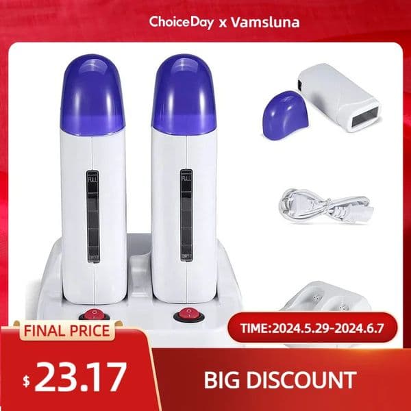 Portable Wax Warmer Hair Removal Machine Double Electric Depilatory Roll On Wax Heater Home Waxing Machine for Travel Home
