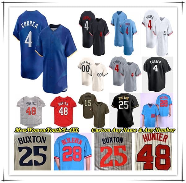 Carlos Correa Baseball Jersey Willi Castro Carlos Santana Max Kepler Jose Miranda Ryan Jeffers Ryan Jeffers Byron Buxton Trevor Larnach Pablo Lopez Kirby Puckett 4X
