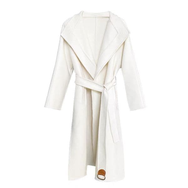 24 - wool double-sided woolen flannel lapel l p minimalist medium length temperament woolen coat jacket for women