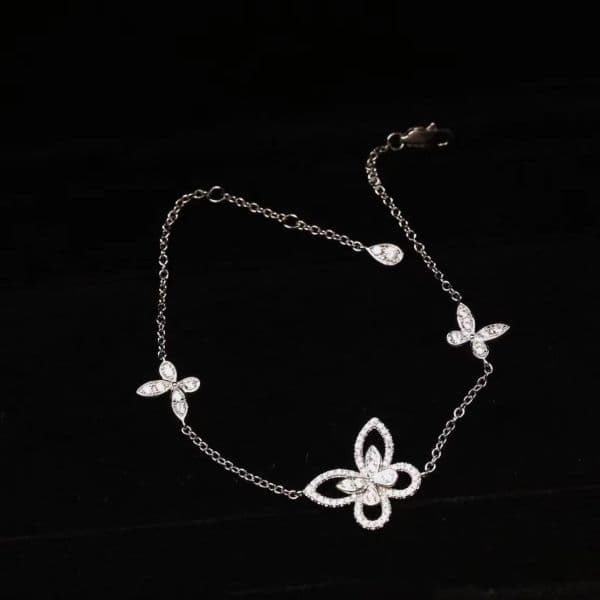 925 Silver Butterfly Pendant Necklace for women Five Flowers Full Diamond earring designer Bracelet Fashion luxury Jewelry with box gift collarbone Chain