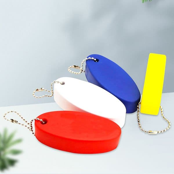 PU Foam Floating Keychain Oval Float Key Ring Key Float Foam Floater Keychain Boating Fishing Sailing Outdoor Sports Customize Logo W0304