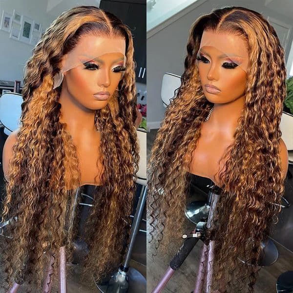 Hd Lace Wig 250 Density 13X6 HD Human woman Hair Wig Highlight Honey Blonde Curly 40 Inch Brazilian Colored Blonde Lace Front Wigs Curly
