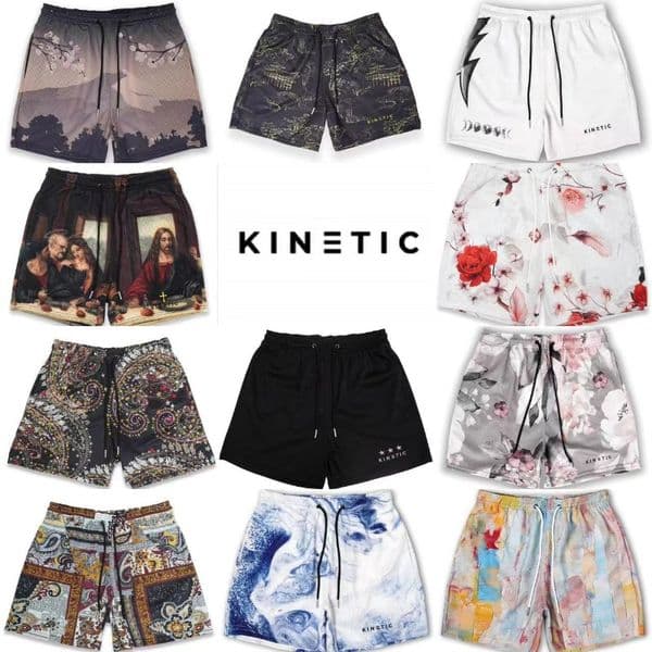 KINETIC Brand Trend Summer Men's Sports Casual Swim Mesh Beach Shorts Gym Fitness Running Basketball Short Pants Quick Dry Jogger Surf Athletic Sweatpants
