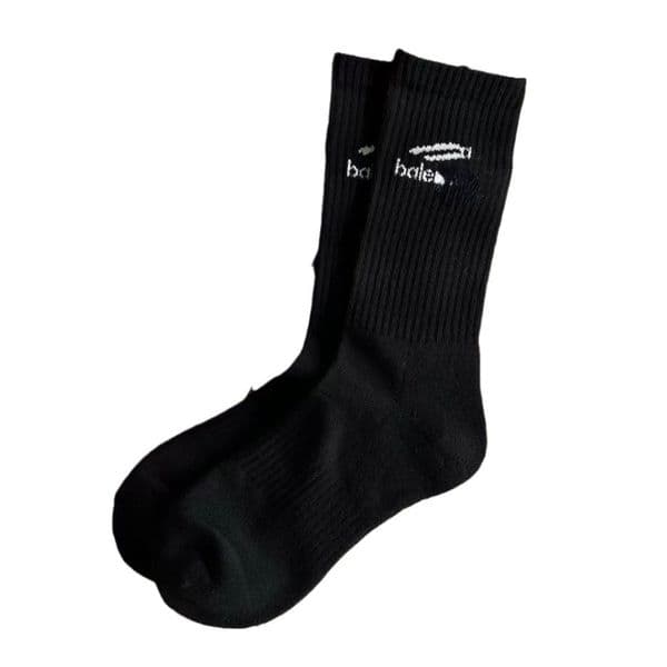 Trendy Brand Sports Socks Unisex Minimalist Black and White Versatile Elasticity Towel Soles Socks