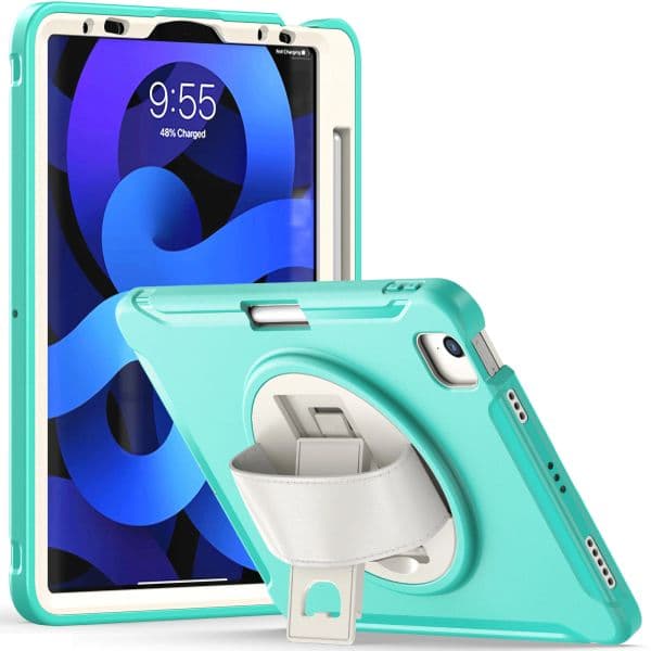 Case For iPad Air 11 2024 Air 6th Air4 5 10.9inch iPad Pro 11inch 360 Rotation Hand Strap Kickstand Tablet Cover Shockproof TPU + PC Kids Safe Full Body Protection Cases