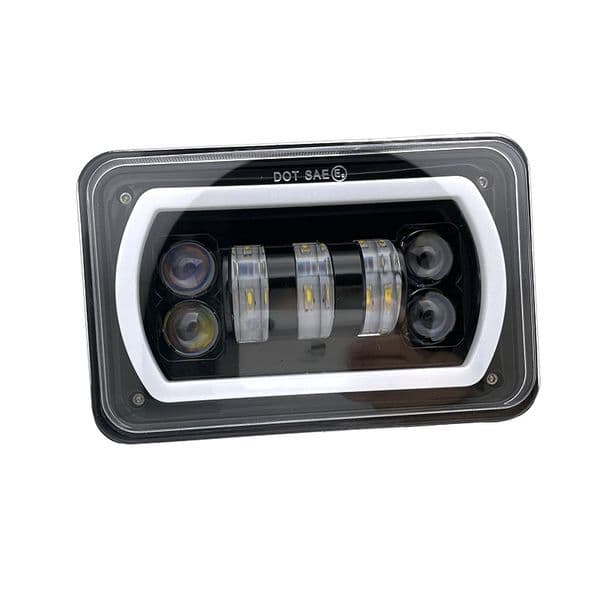 1pcs DOT Black Motorcycle DRL Lamp 4X6 LED Headlight For Honda XR250 XR400 XR650 Suzuki DRZ Accessories Rectangular Light
