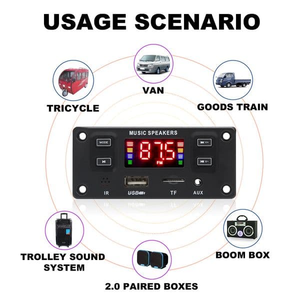 2*30W 60W Amplifier Car Audio USB TF FM Radio AUX Module Bluetooth 5.0 12V MP3 WMA Decoder Board MP3 Player with Remote Control