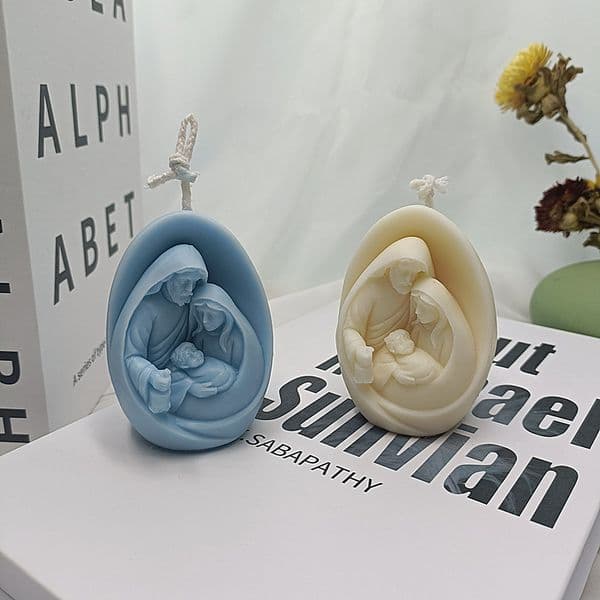 Holy Family Aromatherapy Candle Mold for Saint Father Virgin Mary Baby Jesus Christ Loving Family Home Decor Silicone Molds