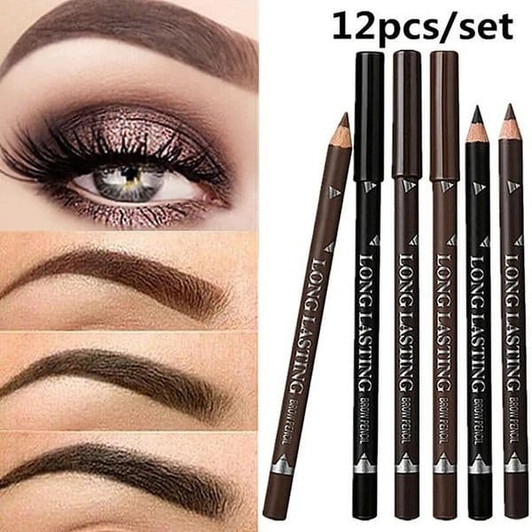 12 Pcs/Set Waterproof Eye Brow Pencil Precise Brow Definer Black Blonde Brown Eyebrow Pen Long Lasting Makeup 3 Colors Cosmetic 240621