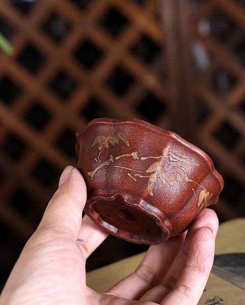 Purple Sand Flower Pot Mini Lotus Vintage Flower Pot Creative Household Desktop Chinese Cute Green Plant Succulent Flower Pot