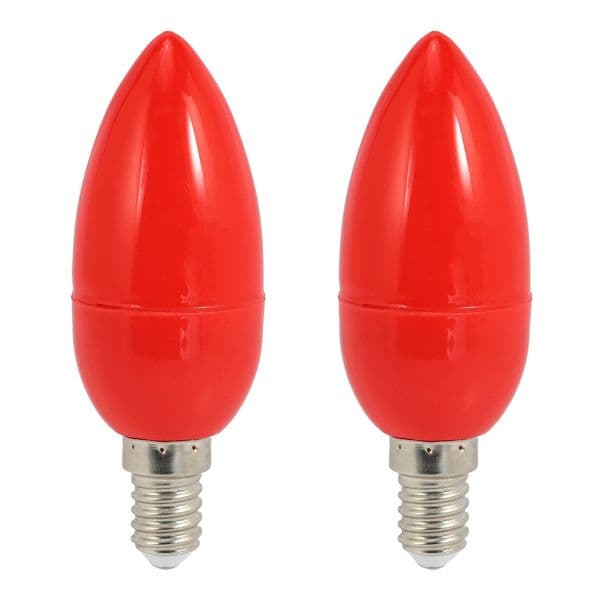 2X LED Candle Light Candle Light Bulbs Red Fortune Lamp God Lights Energy Saving Candle Lights E14