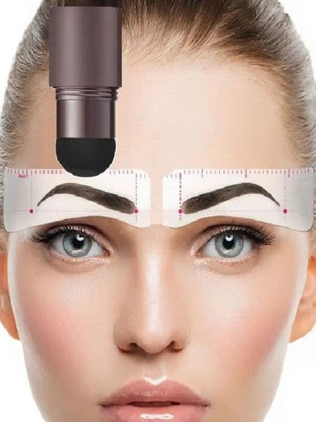 Brow Stamp Kit Reusable Head Eyebrow Powder Stencil Kit Makeup Shadow Stick One Step Eyebrow Shaping Long Lasting Stamp Kit 240621