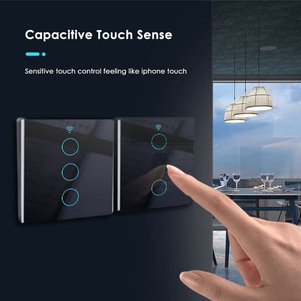 Tuya EU WiFi Smart Light Switch Touch Switch 1/2/3/4 Gang Smart Life APP Remote Control Work with Alexa Google Home Yandex Alice