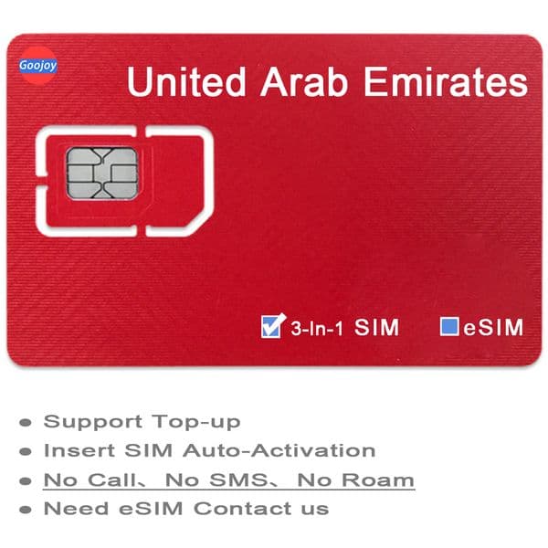United Arab Emirates Prepaid Data Sim / eSIM Card；UAE，ABU，Dhabi，Dubai，Sharjah 5G/4G Sim；DU，Etisalat Unlimited Internet Data Plan