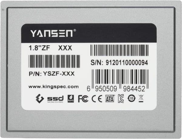KingSpec YANSEN 64gb 128GB 256g 1.8" ZIF 40pin SSD Solid State Disk Fit for Compact PC, Old Laptop and Media Player Zune Player