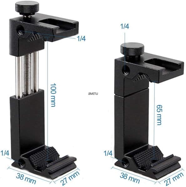 Aluminum Phone Tripod Mount w Cold Shoe Mount, Support Vertical and Horizontal, Universal Adjustable Clamp for iPhone 12 2025 11 Pro