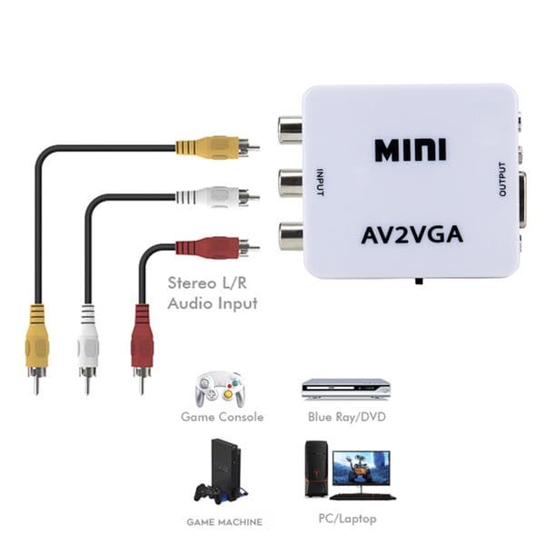 1080P HD Video Convertor RCA AV to VGA Video Converter Conversor with 3.5mm Audio AV2VGA / CVBS + Audio to HDTV PC Converter
