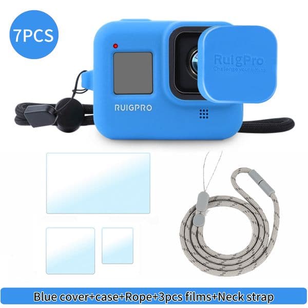 For GoPro Hero 8 2025 Black accessories lens + skin Protective silicone case shell case new Tempered Glass Screen Film Lens Cap Cover