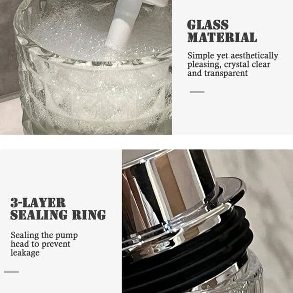 300ml Manual Soap Dispenser Transparent Glass Hand Sanitizer Bottle Container For Shampoo, Body Wash house Bathroom Accessories