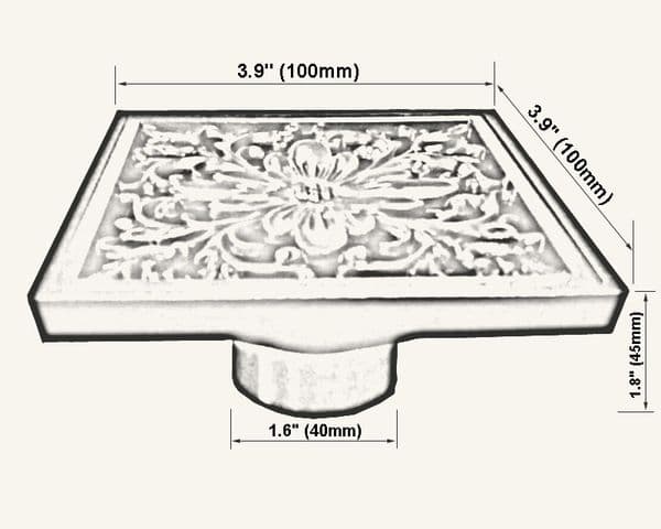 Shower Drains 10*10cm Square Bath Drains Strainer Hair Black Brass Art Carved Bathroom Floor Drain Waste Grate Drain Nzh203