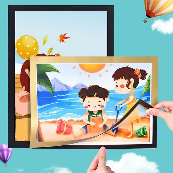 Magnetic Kids Art Frame Front Opening Children's Art Display Frame Self-Adhesive Document Holder Picture Frames Wall Decoration