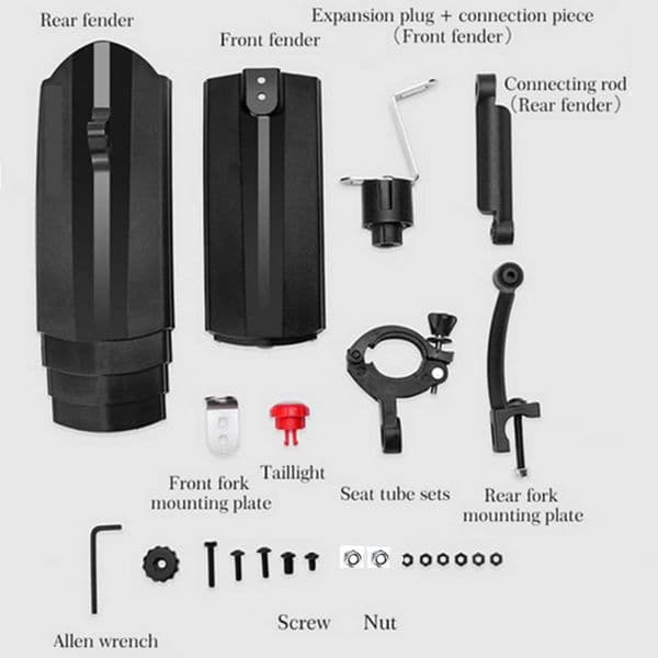 Telescopic Bicycle Fenders with Light Adjustable Mountain Bike Bicycle Front Rear Plastic Splash Mudguard