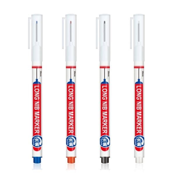 12 Pcs Oil-based Carpenter Marker Long Nib Markers 20mm Deep Hole Marker Pens